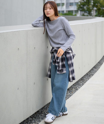 【OMNES】テレコスクエアネック長袖トップス【254W431OMN123】