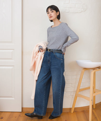 【OMNES】テレコスクエアネック長袖トップス【254W431OMN123】