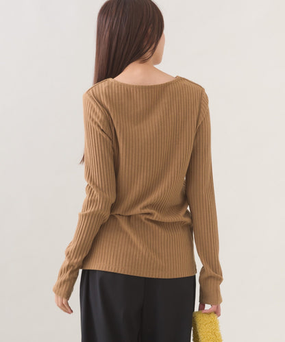 【OMNES】テレコスクエアネック長袖トップス【254W431OMN123】