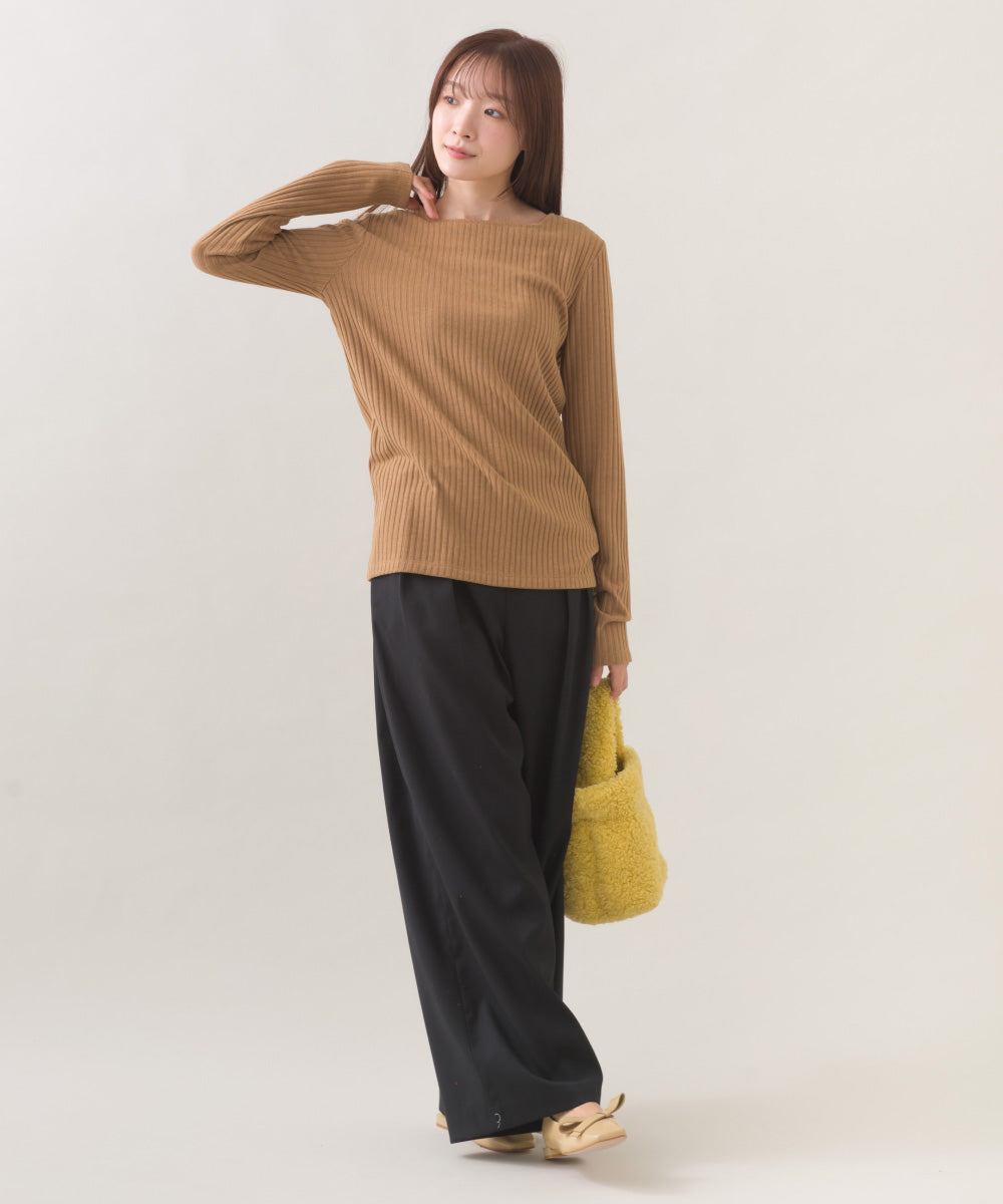 【OMNES】テレコスクエアネック長袖トップス【254W431OMN123】