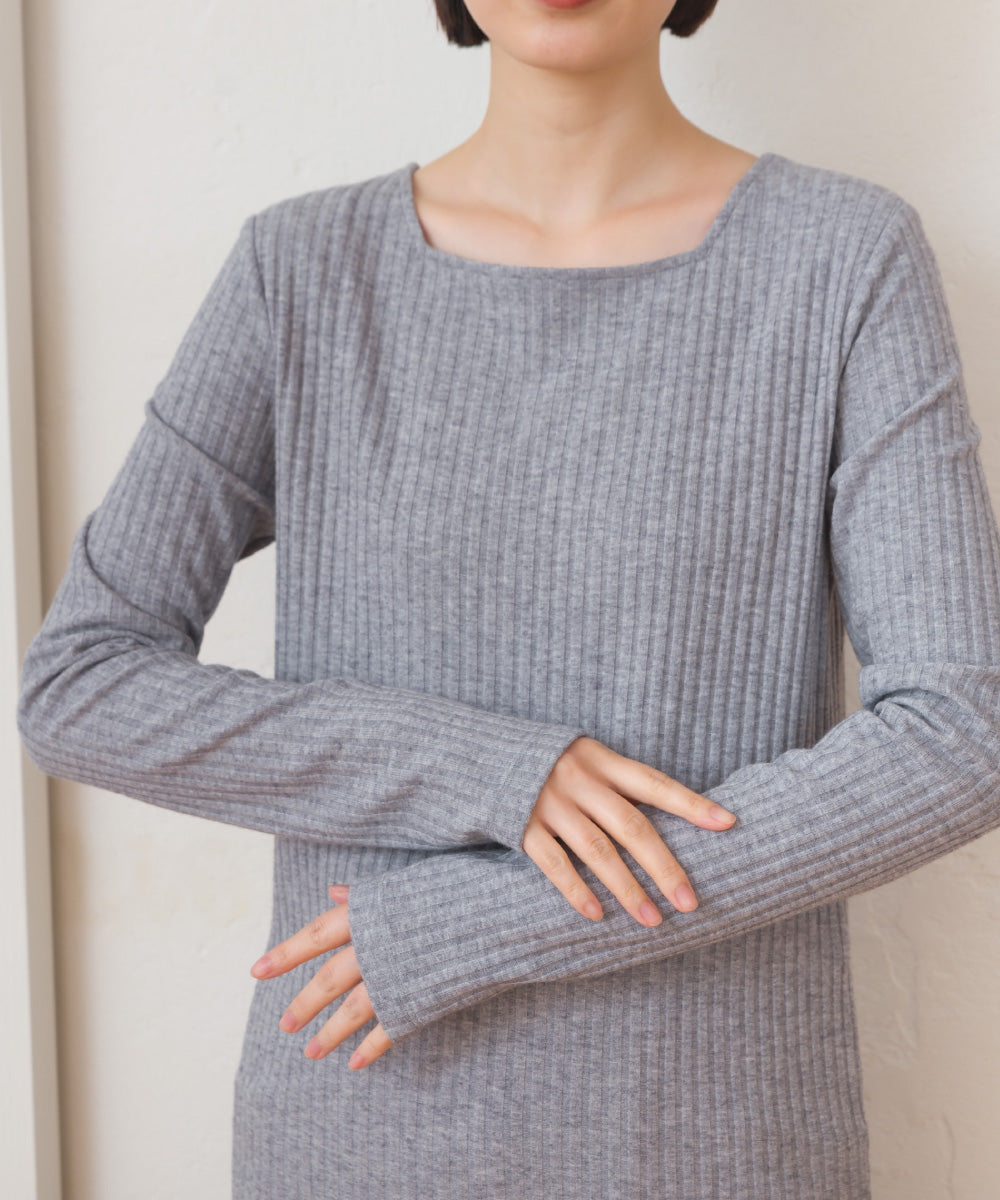 【OMNES】テレコスクエアネック長袖トップス【254W431OMN123】