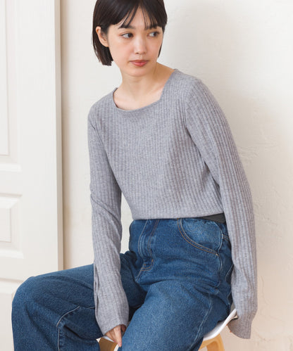 【OMNES】テレコスクエアネック長袖トップス【254W431OMN123】