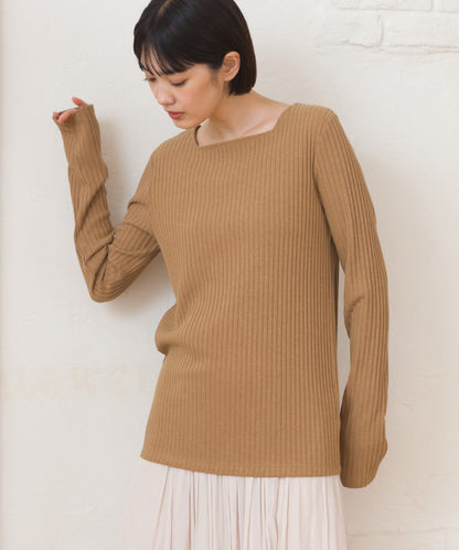 【OMNES】テレコスクエアネック長袖トップス【254W431OMN123】