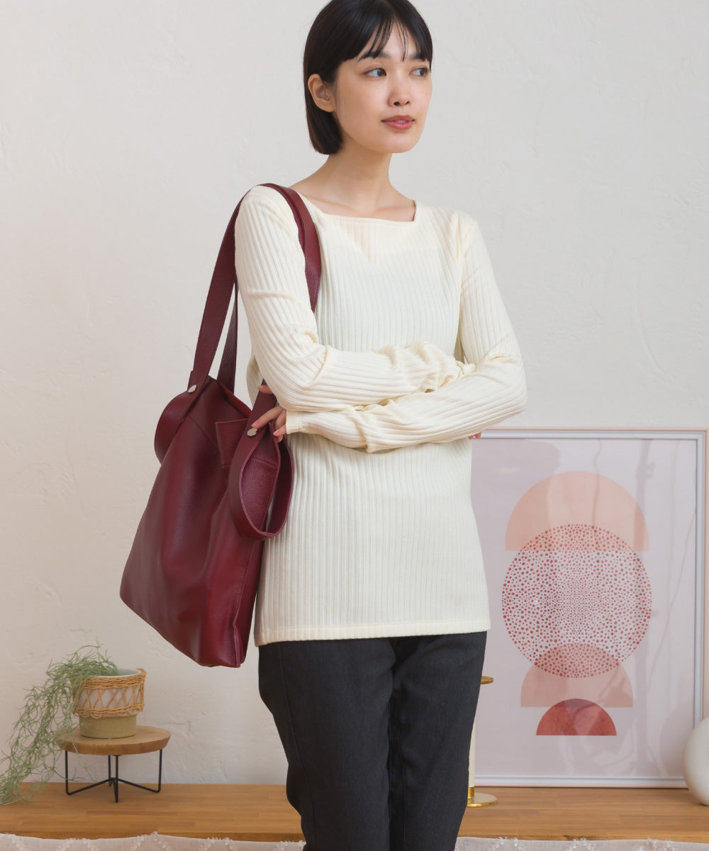 【OMNES】テレコスクエアネック長袖トップス【254W431OMN123】