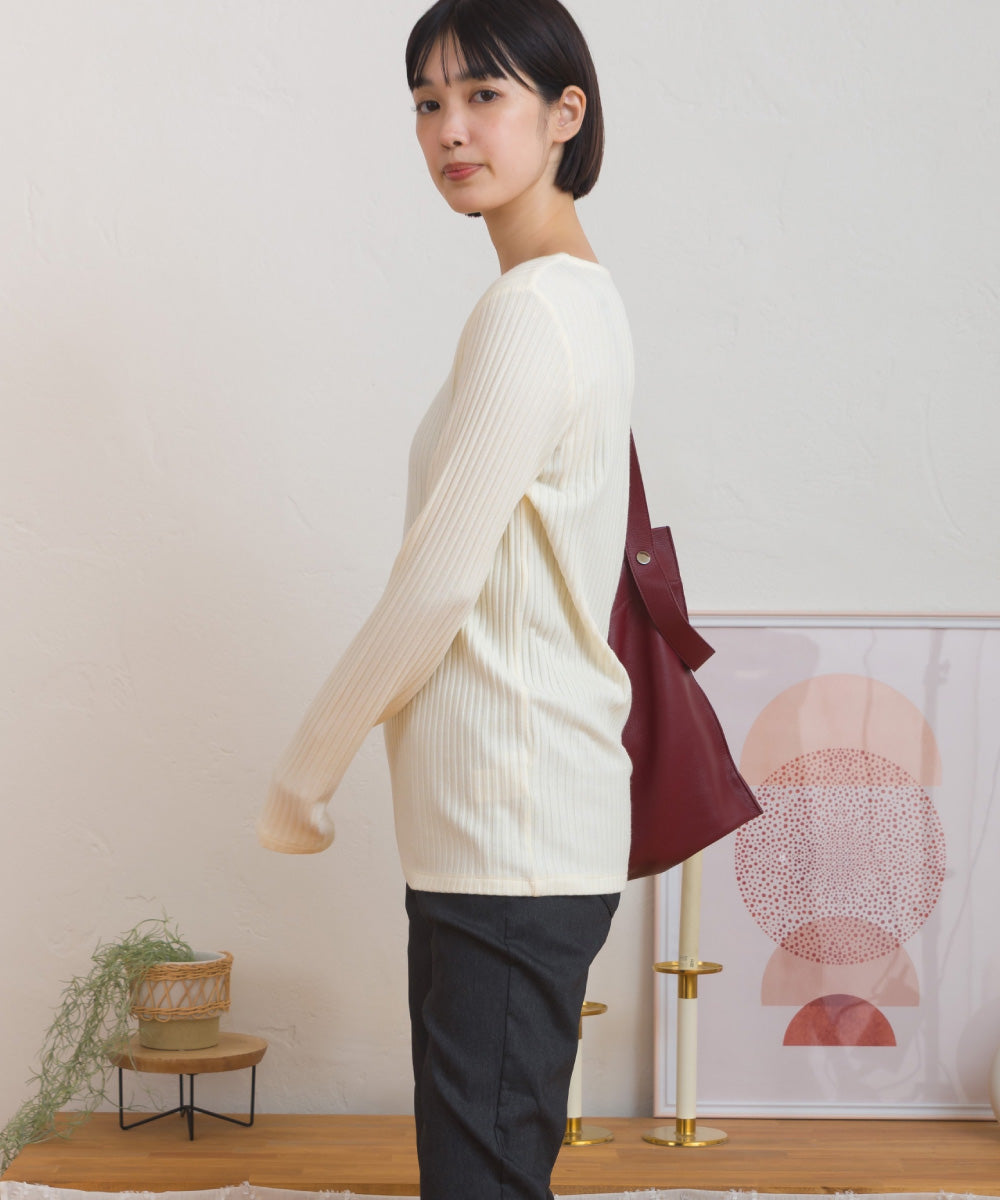 【OMNES】テレコスクエアネック長袖トップス【254W431OMN123】