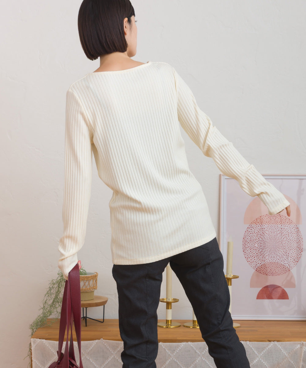 【OMNES】テレコスクエアネック長袖トップス【254W431OMN123】