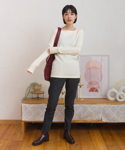 【OMNES】テレコスクエアネック長袖トップス【254W431OMN123】