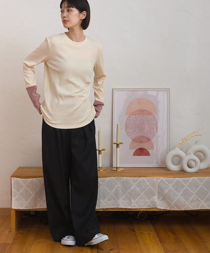 【OMNES】テレコリブ袖バイカラー長袖トップス【254W431OMN124】