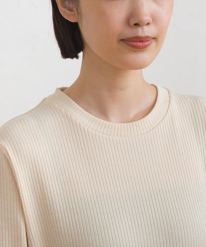 【OMNES】テレコリブ袖バイカラー長袖トップス【254W431OMN124】