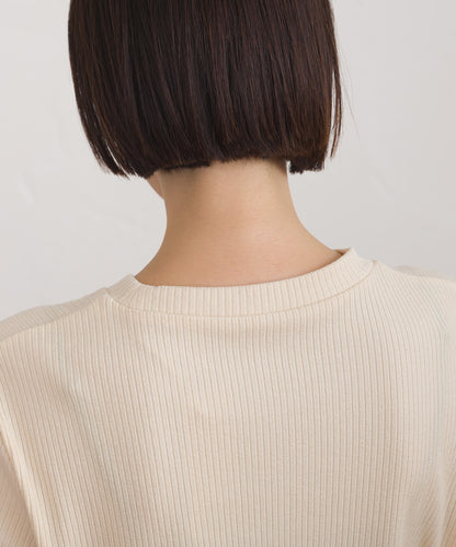 【OMNES】テレコリブ袖バイカラー長袖トップス【254W431OMN124】