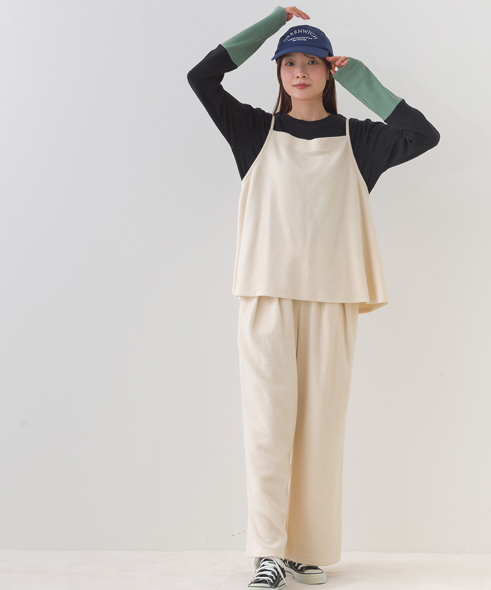 【OMNES】テレコリブ袖バイカラー長袖トップス【254W431OMN124】