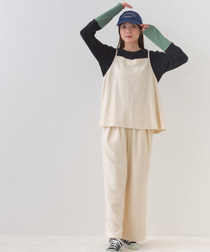 【OMNES】テレコリブ袖バイカラー長袖トップス【254W431OMN124】