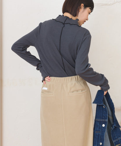 【OMNES】テレコリブハイネックメロー長袖トップス【254W431OMN125】