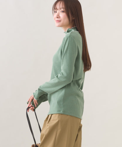 【OMNES】テレコリブハイネックメロー長袖トップス【254W431OMN125】