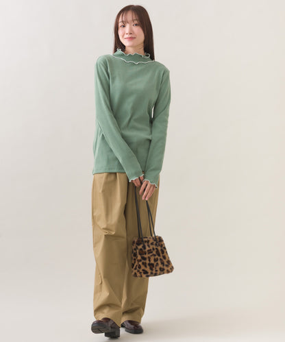 【OMNES】テレコリブハイネックメロー長袖トップス【254W431OMN125】