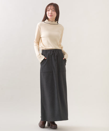 【OMNES】テレコリブハイネックメロー長袖トップス【254W431OMN125】