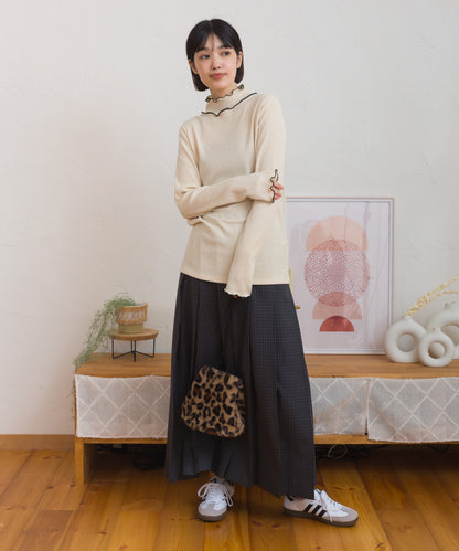 【OMNES】テレコリブハイネックメロー長袖トップス【254W431OMN125】