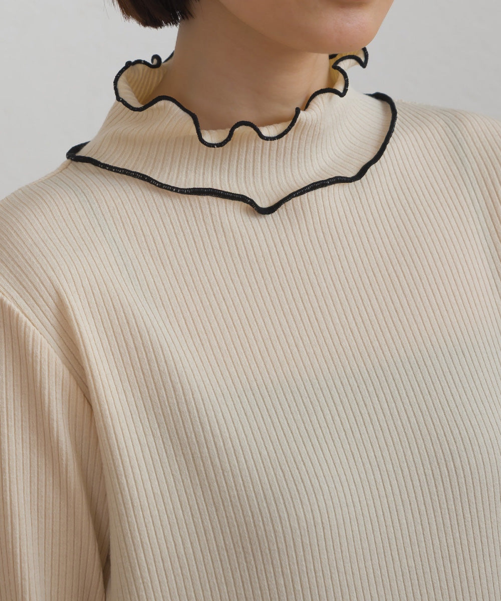 【OMNES】テレコリブハイネックメロー長袖トップス【254W431OMN125】