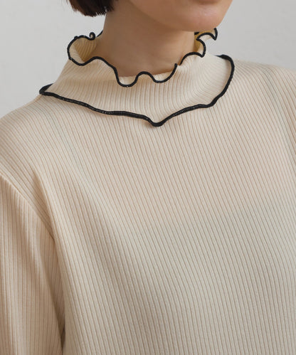 【OMNES】テレコリブハイネックメロー長袖トップス【254W431OMN125】