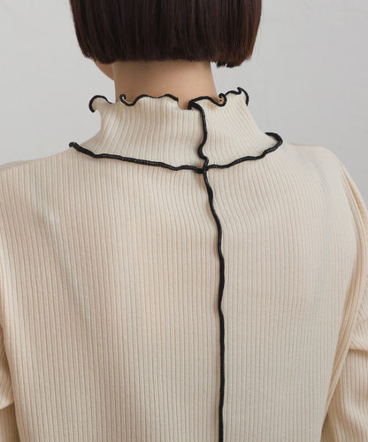 【OMNES】テレコリブハイネックメロー長袖トップス【254W431OMN125】