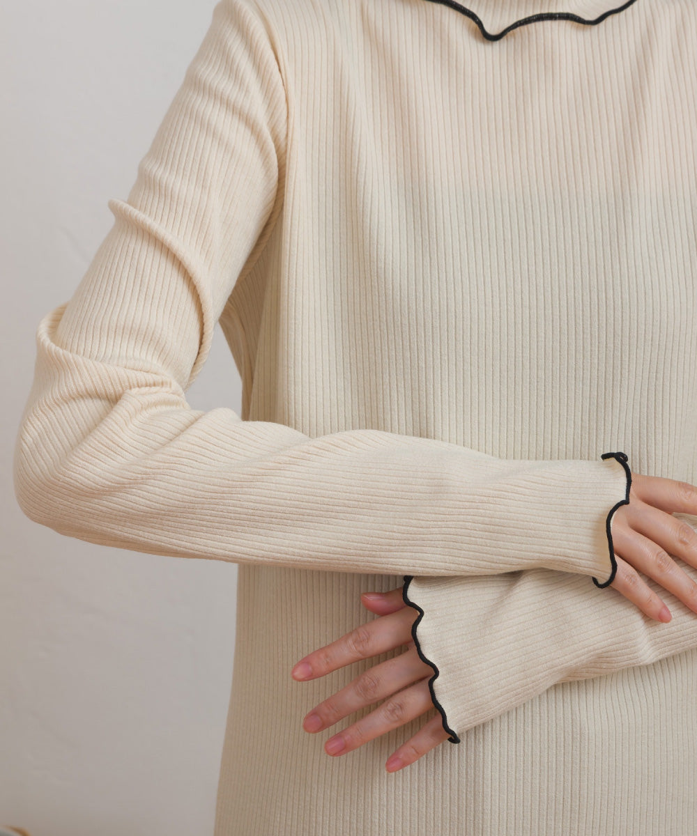 【OMNES】テレコリブハイネックメロー長袖トップス【254W431OMN125】