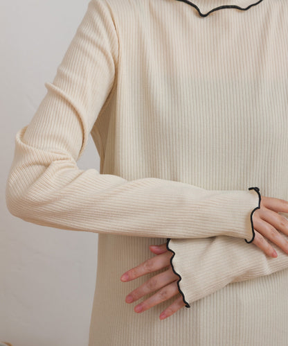 【OMNES】テレコリブハイネックメロー長袖トップス【254W431OMN125】