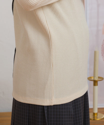 【OMNES】テレコリブハイネックメロー長袖トップス【254W431OMN125】