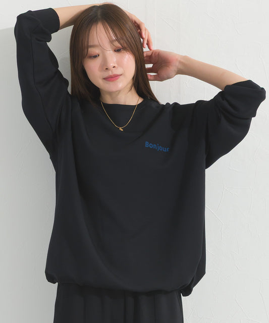 【OMNES】ソフトポンチロゴプリント裾ドローコード 長袖Tシャツ UVカット 花粉リリース付【261W430OMN023】