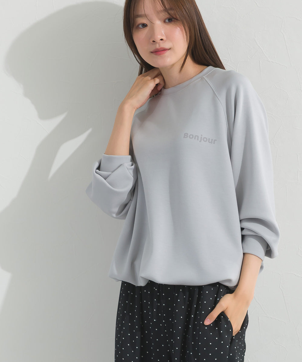 【OMNES】ソフトポンチロゴプリント裾ドローコード 長袖Tシャツ UVカット 花粉リリース付【261W430OMN023】