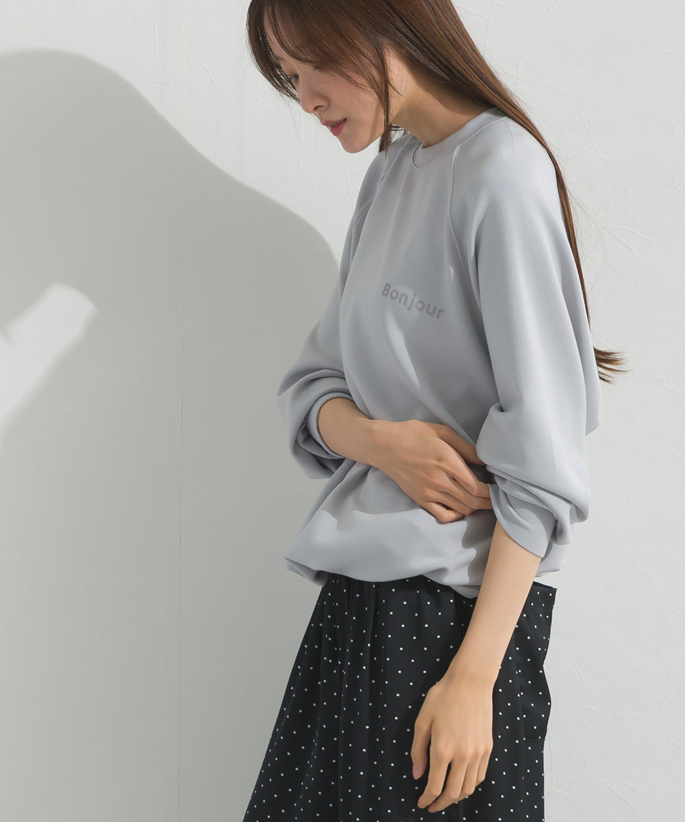 【OMNES】ソフトポンチロゴプリント裾ドローコード 長袖Tシャツ UVカット 花粉リリース付【261W430OMN023】