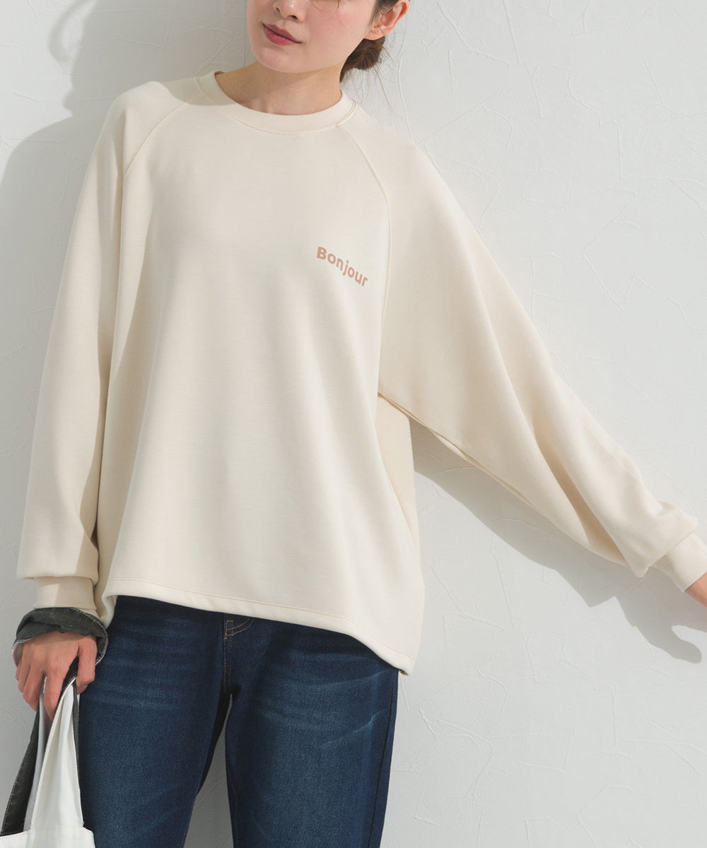 【OMNES】ソフトポンチロゴプリント裾ドローコード 長袖Tシャツ UVカット 花粉リリース付【261W430OMN023】