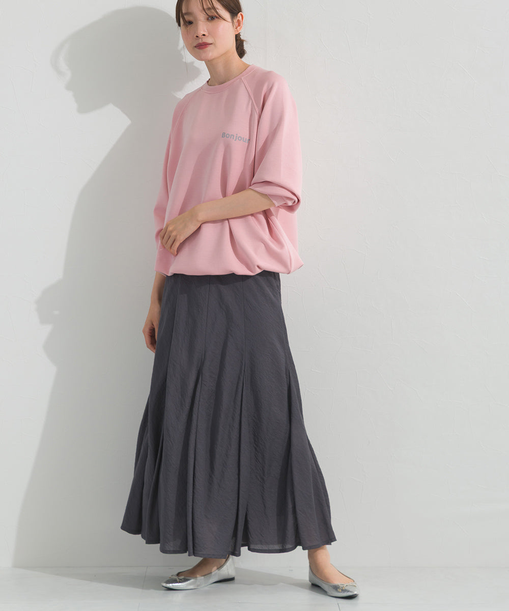 【OMNES】ソフトポンチロゴプリント裾ドローコード 長袖Tシャツ UVカット 花粉リリース付【261W430OMN023】