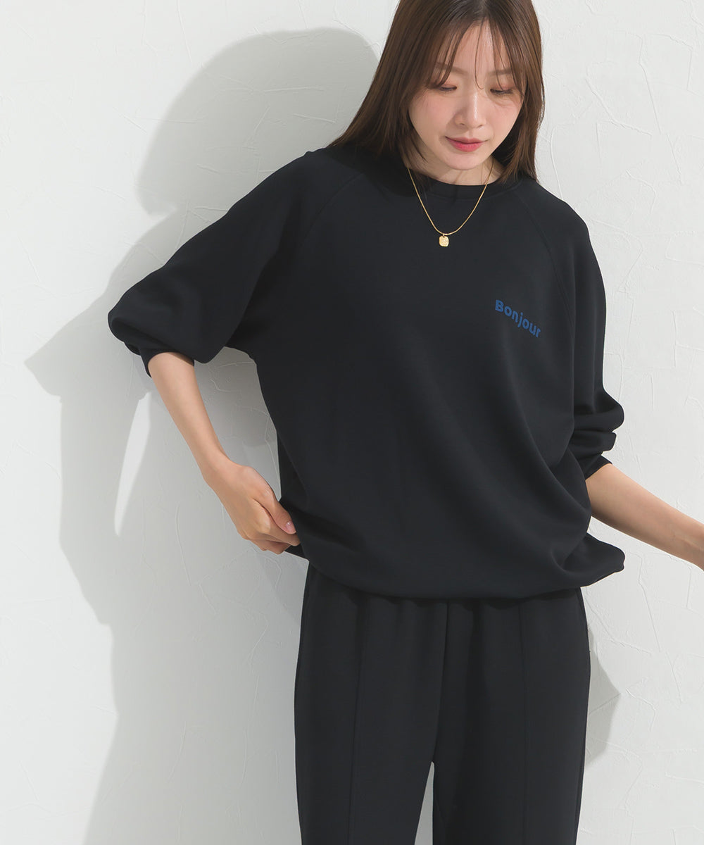 【OMNES】ソフトポンチロゴプリント裾ドローコード 長袖Tシャツ UVカット 花粉リリース付【261W430OMN023】