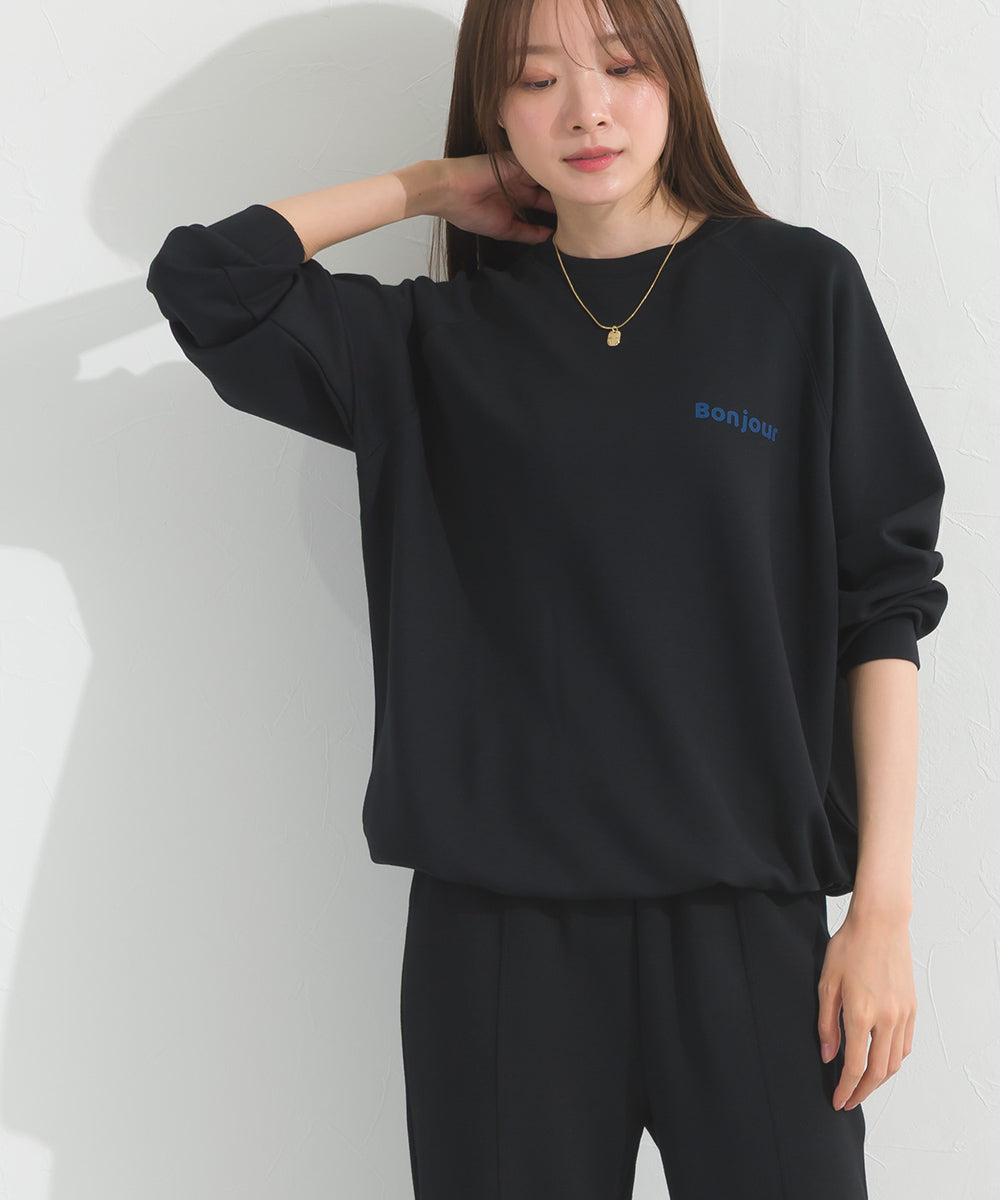 【OMNES】ソフトポンチロゴプリント裾ドローコード 長袖Tシャツ UVカット 花粉リリース付【261W430OMN023】
