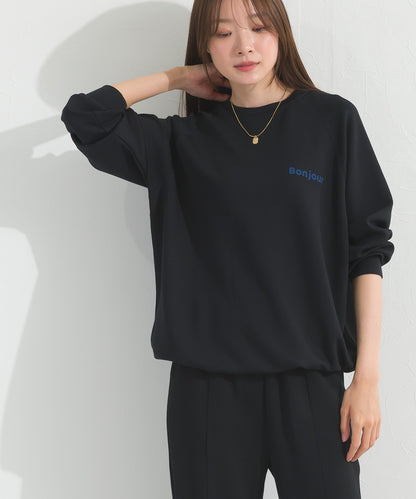 【OMNES】ソフトポンチロゴプリント裾ドローコード 長袖Tシャツ UVカット 花粉リリース付【261W430OMN023】