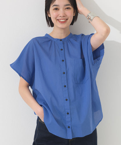 【OMNES】コットンボイルオーバーサイズギャザー半袖シャツ【261W435OMN002】