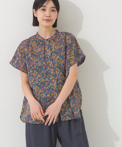 【OMNES】コットンボイルオーバーサイズギャザー半袖シャツ【261W435OMN002】