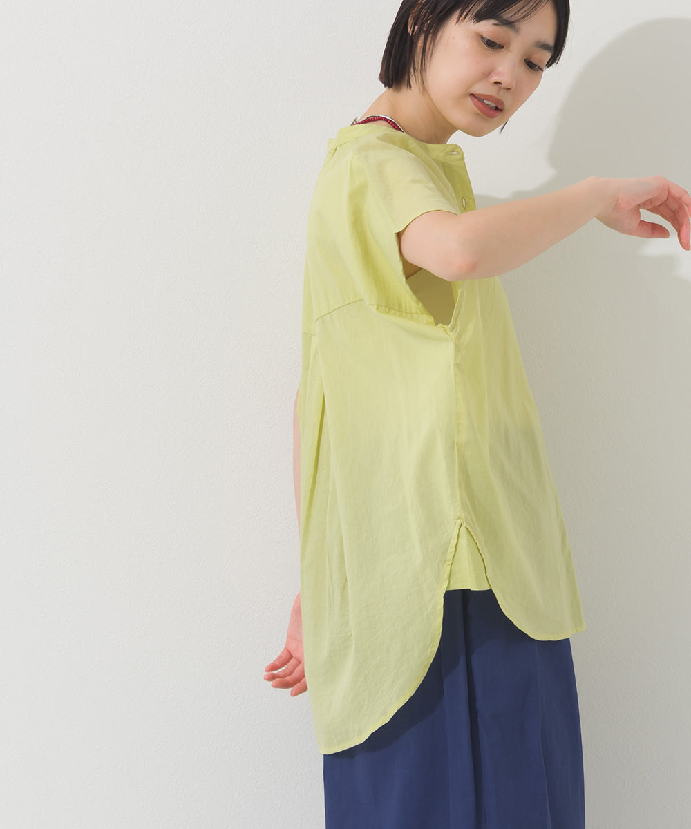 【OMNES】コットンボイルオーバーサイズギャザー半袖シャツ【261W435OMN002】