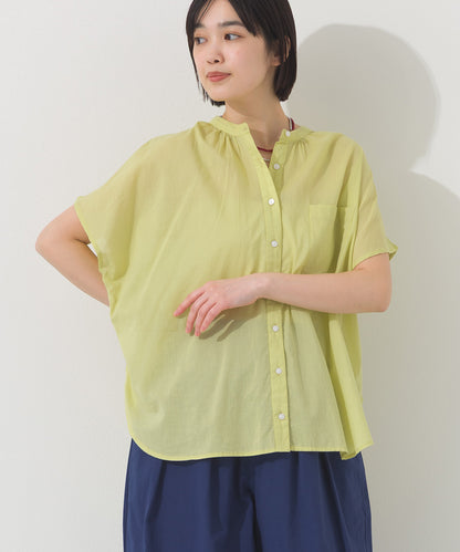 【OMNES】コットンボイルオーバーサイズギャザー半袖シャツ【261W435OMN002】