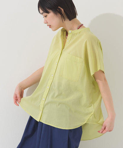 【OMNES】コットンボイルオーバーサイズギャザー半袖シャツ【261W435OMN002】