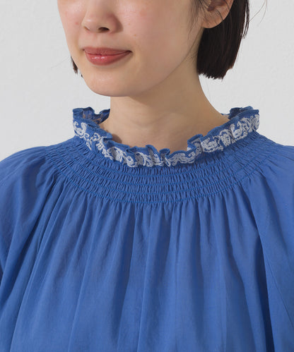 【OMNES】ボイル刺繍シャーリングハイネック長袖ブラウス【261W435OMN005】