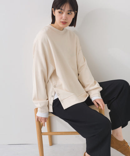 【OMNES】ソフトポンチ 脇スナップスリット入 チュニック丈長袖トップス UVカット花粉リリース付【261W430OMN013】