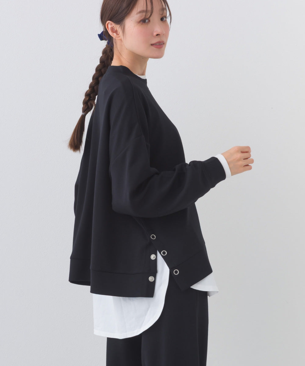 【OMNES】ソフトポンチ 脇スナップスリット入 チュニック丈長袖トップス UVカット花粉リリース付【261W430OMN013】