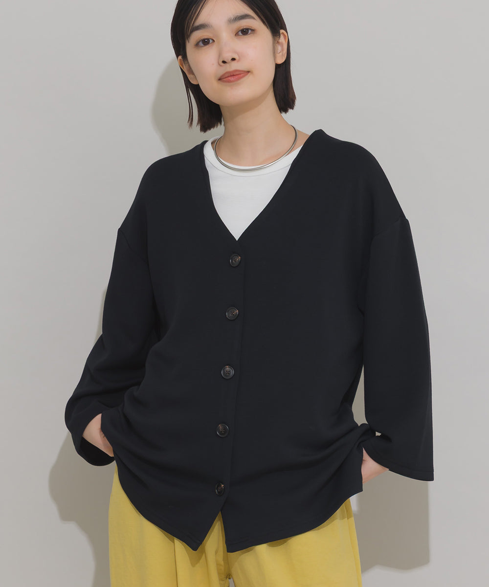 【OMNES】ソフトポンチノーカラー長袖カーディガン UVカット 花粉リリース付【261W430OMN014】