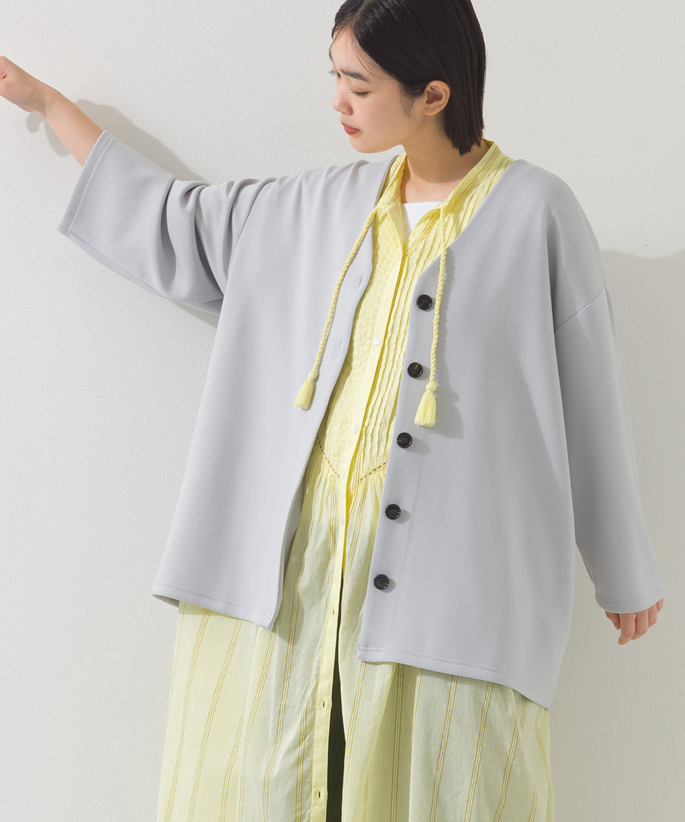 【OMNES】ソフトポンチノーカラー長袖カーディガン UVカット 花粉リリース付【261W430OMN014】