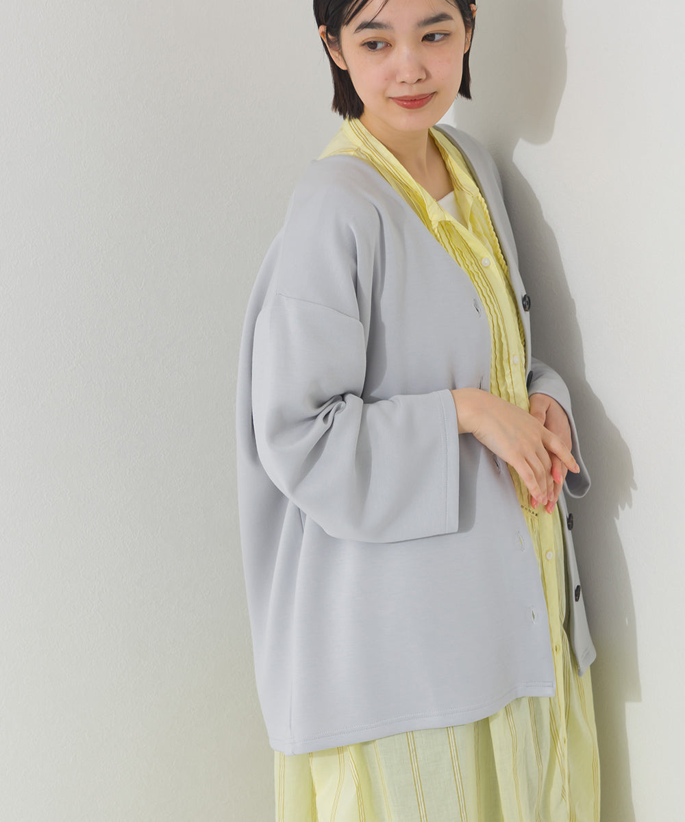 【OMNES】ソフトポンチノーカラー長袖カーディガン UVカット 花粉リリース付【261W430OMN014】