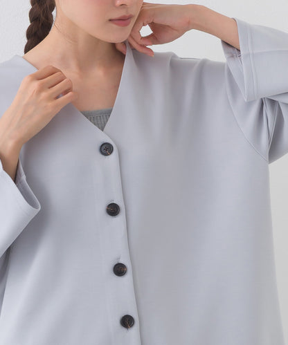 【OMNES】ソフトポンチノーカラー長袖カーディガン UVカット 花粉リリース付【261W430OMN014】