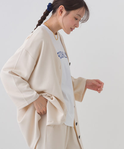 【OMNES】ソフトポンチノーカラー長袖カーディガン UVカット 花粉リリース付【261W430OMN014】