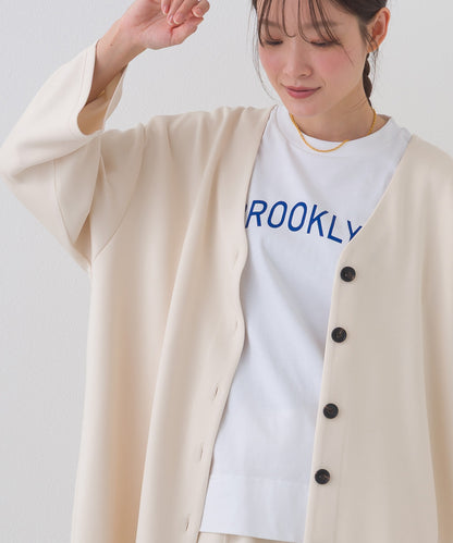 【OMNES】ソフトポンチノーカラー長袖カーディガン UVカット 花粉リリース付【261W430OMN014】