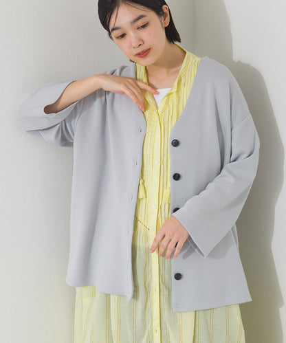 【OMNES】ソフトポンチノーカラー長袖カーディガン UVカット 花粉リリース付【261W430OMN014】